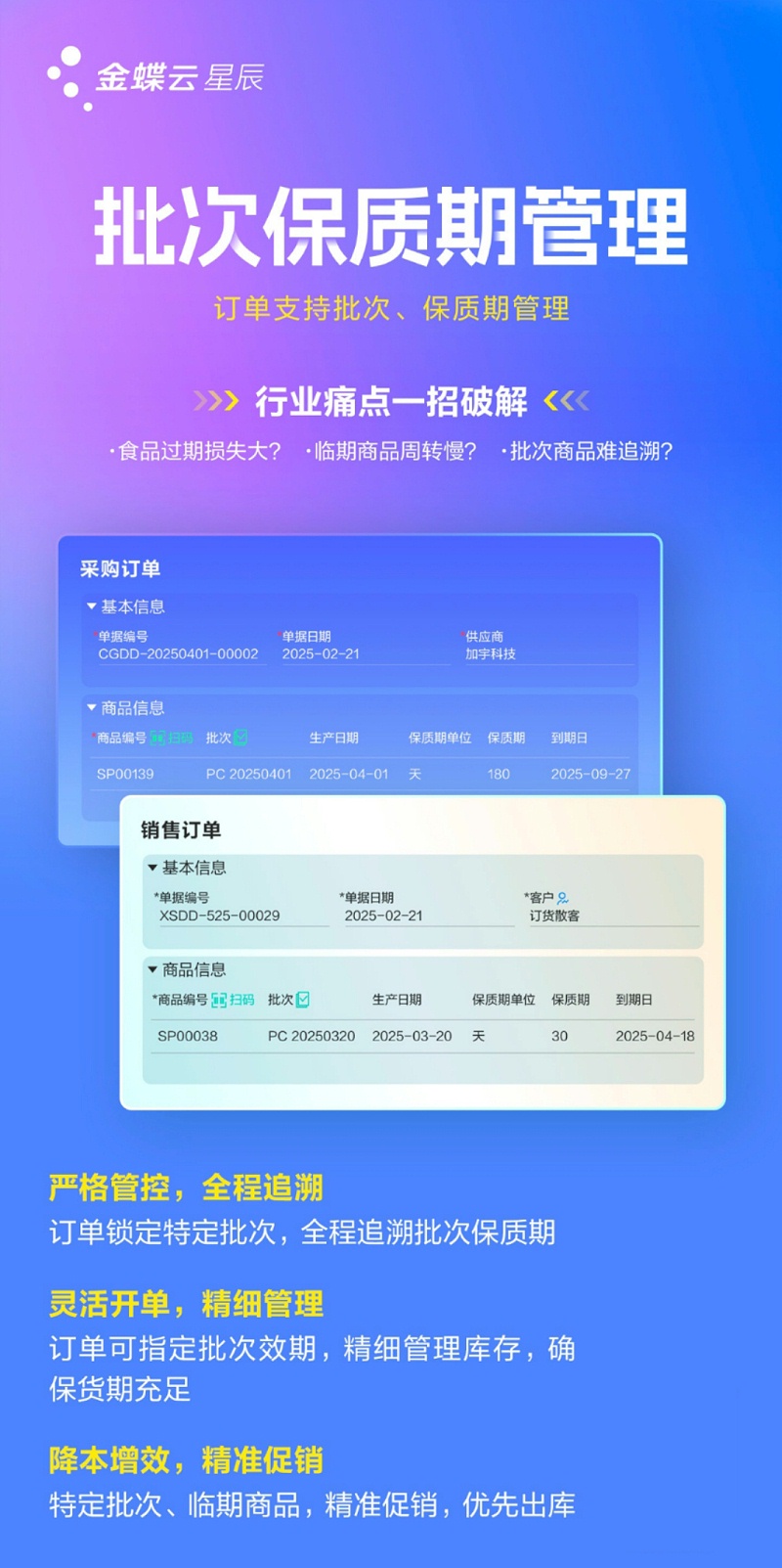 金蝶云星辰保質(zhì)期管理